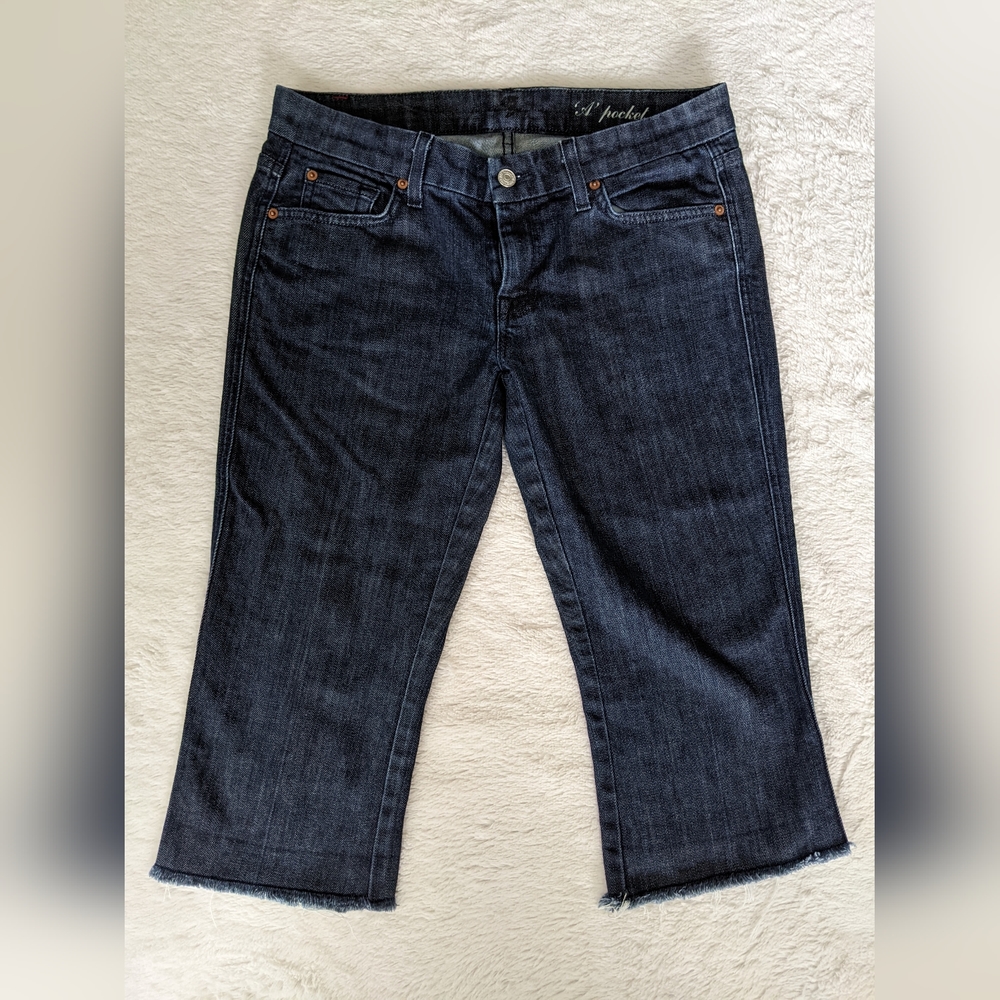 7 For All Mankind Jean Cropped Length, Frayed Cuff, size 30, 'A' Pocket, Denim